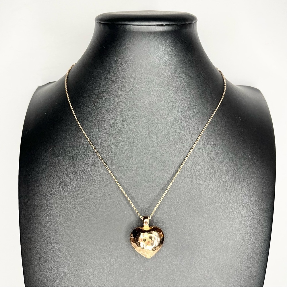 Hammered Heart Princess Pendant Necklace 16-18"